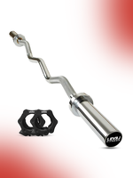 Level Fitness 4 Ft Olympic Size EZ Curl Barbell with Collars | 7 kg