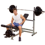 Body Solid GDIB46L PowerCenter Combo Bench – Adjustable FID Bench with Squat Rack