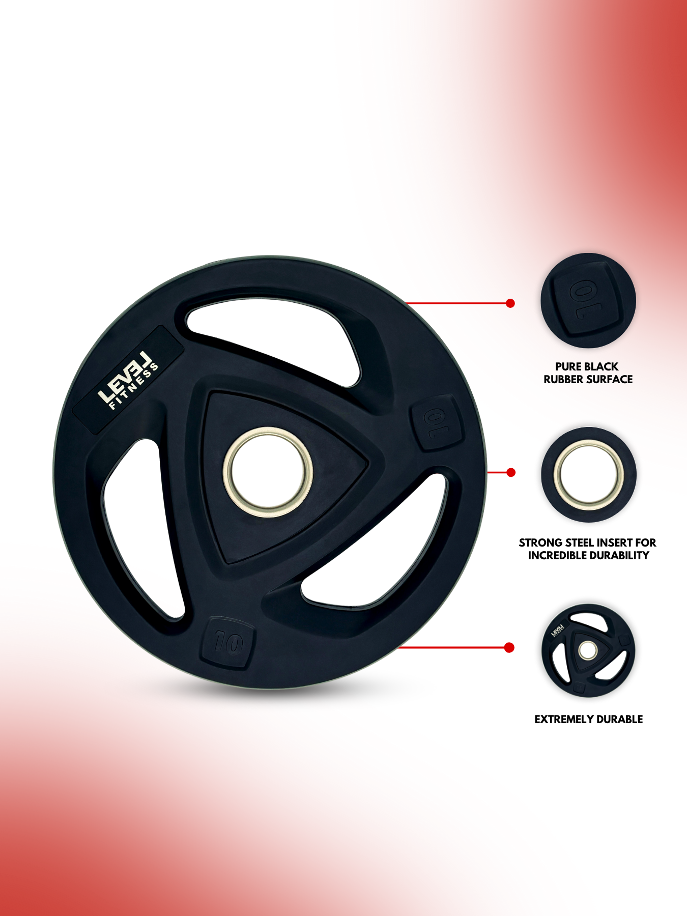 Tri-Grip Olympic Rubber Plates | 2.5 Kg to 20 Kg | Sold as Piece