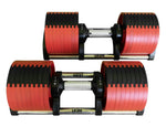 Leom Fitness Adjustable Dumbbells, 2kg to 32kg, Pair (Red)
