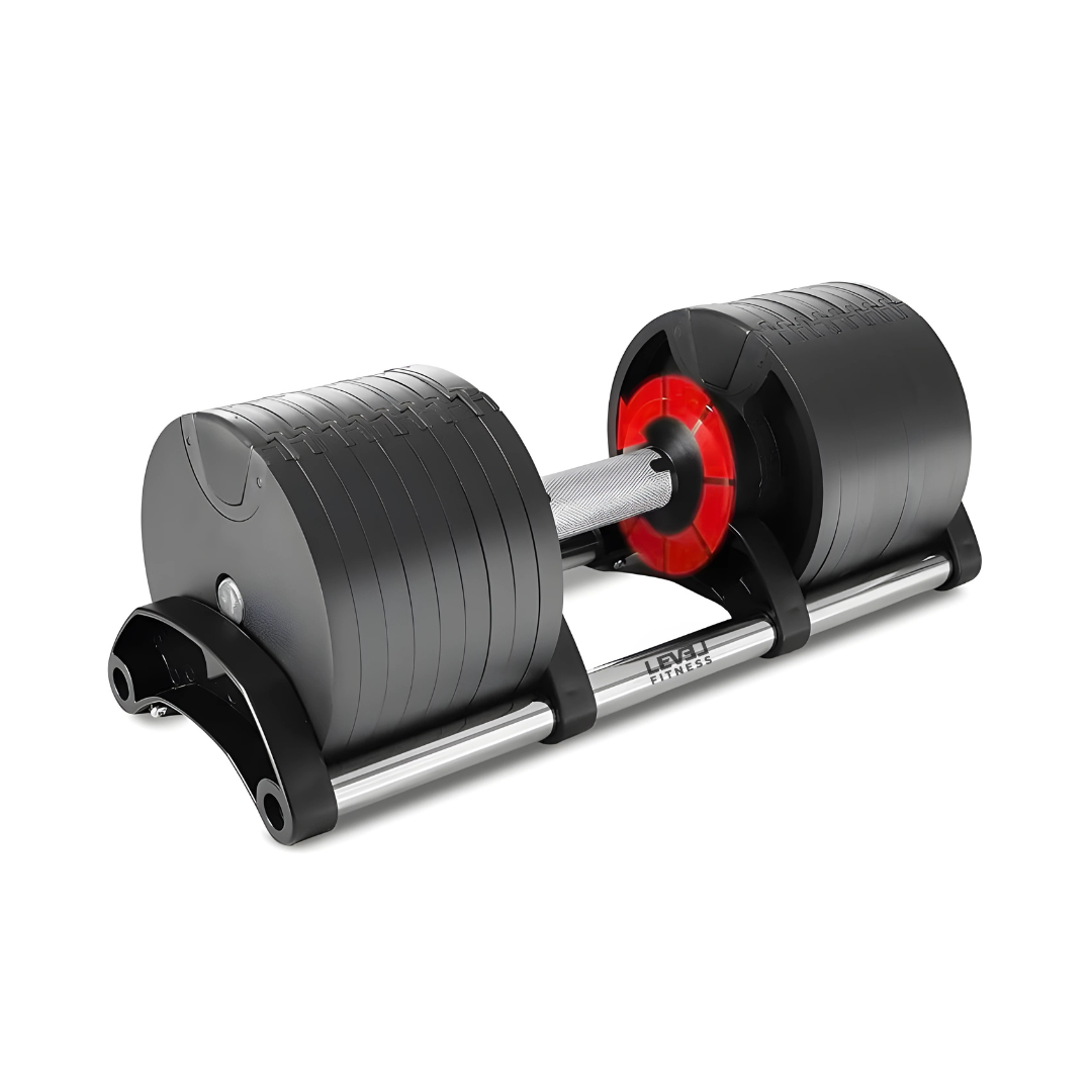 Level Fitness Adjustable Dumbbells, 2kg to 32kg, Pair