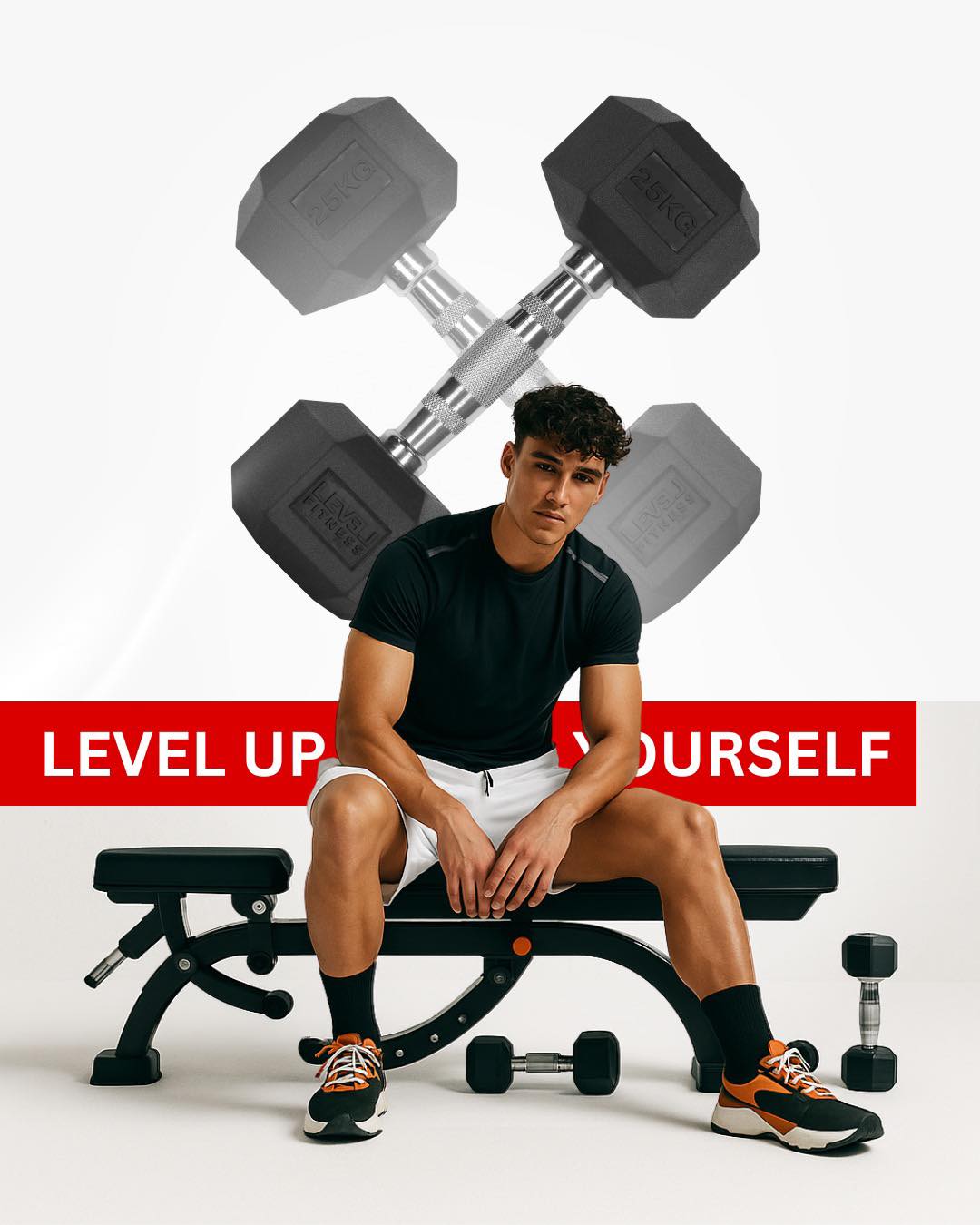 Athlete on workout bench