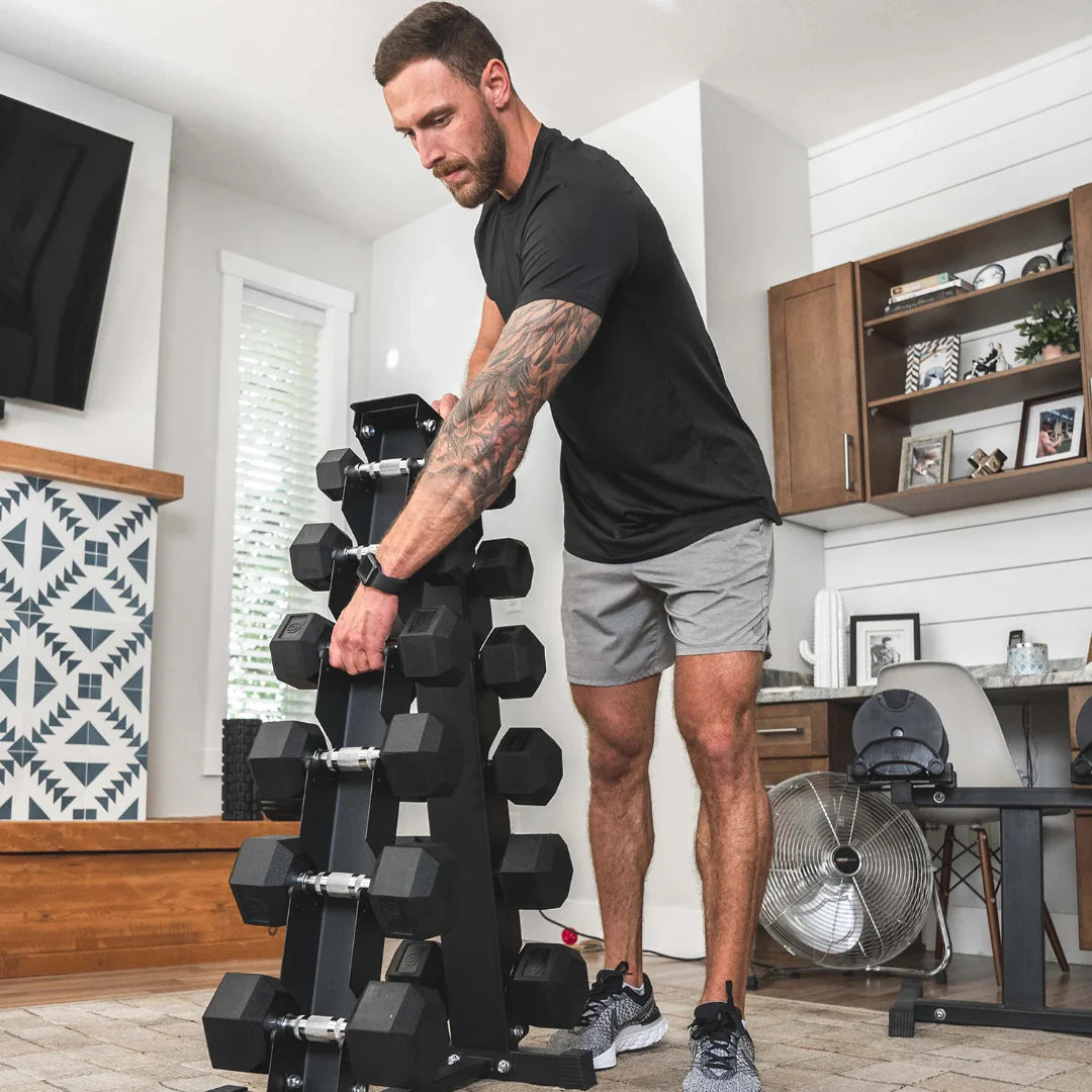 Dumbbells Set 2.5 to 15 Kg with 6 pair Vertical Dumbbell Rack Strength Training Equipment | Combo