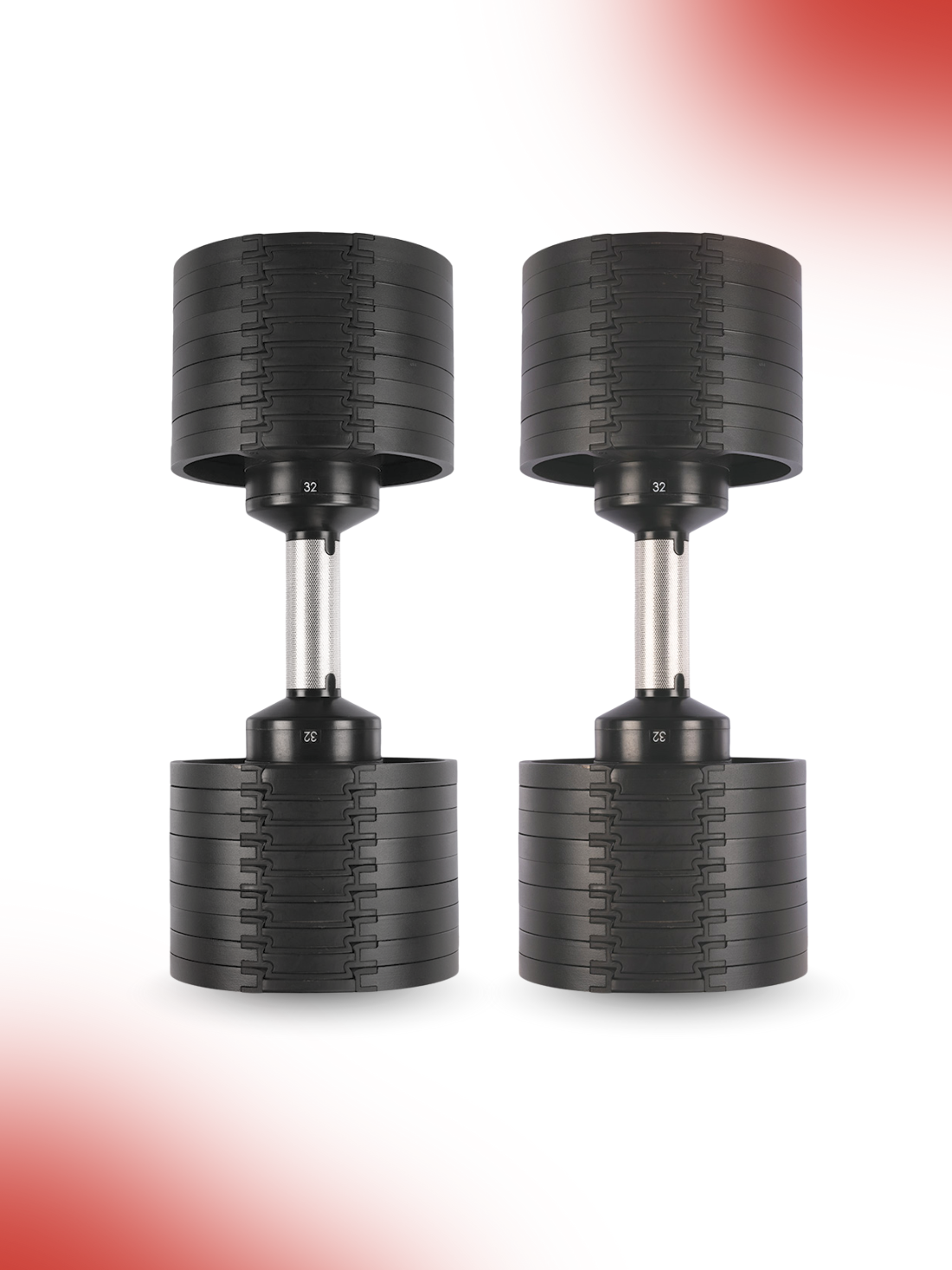 Level Fitness Adjustable Dumbbells, 2kg to 32kg, Pair