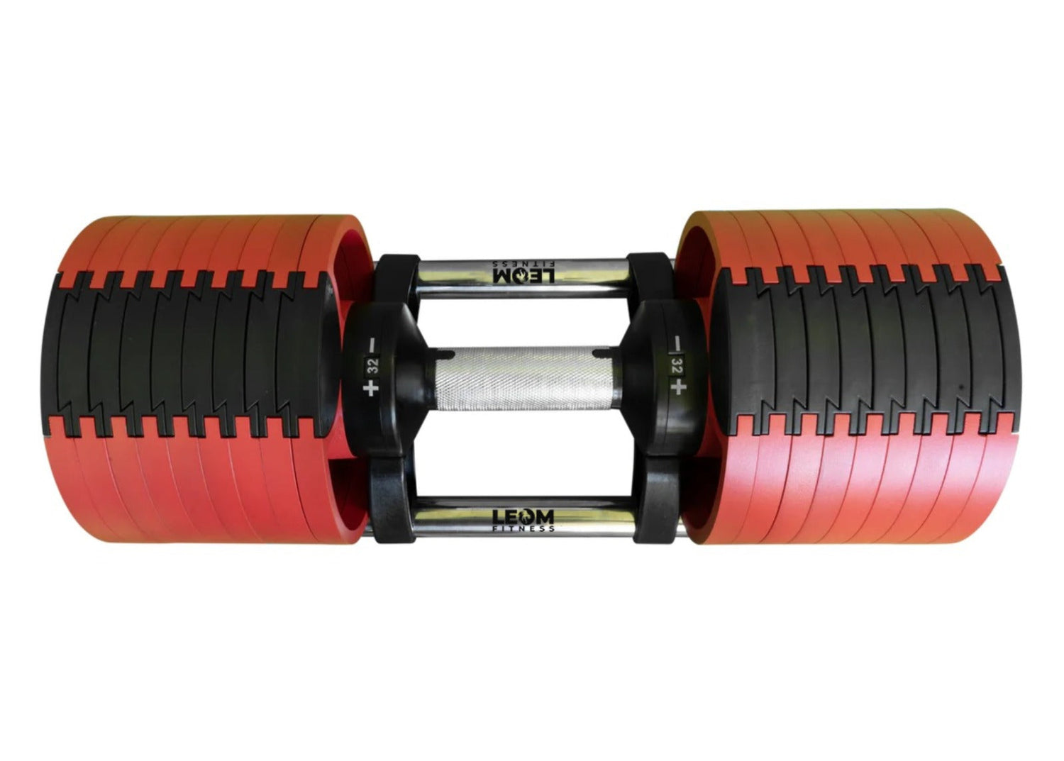 Leom Fitness Adjustable Dumbbells, 2kg to 32kg, Pair (Red)